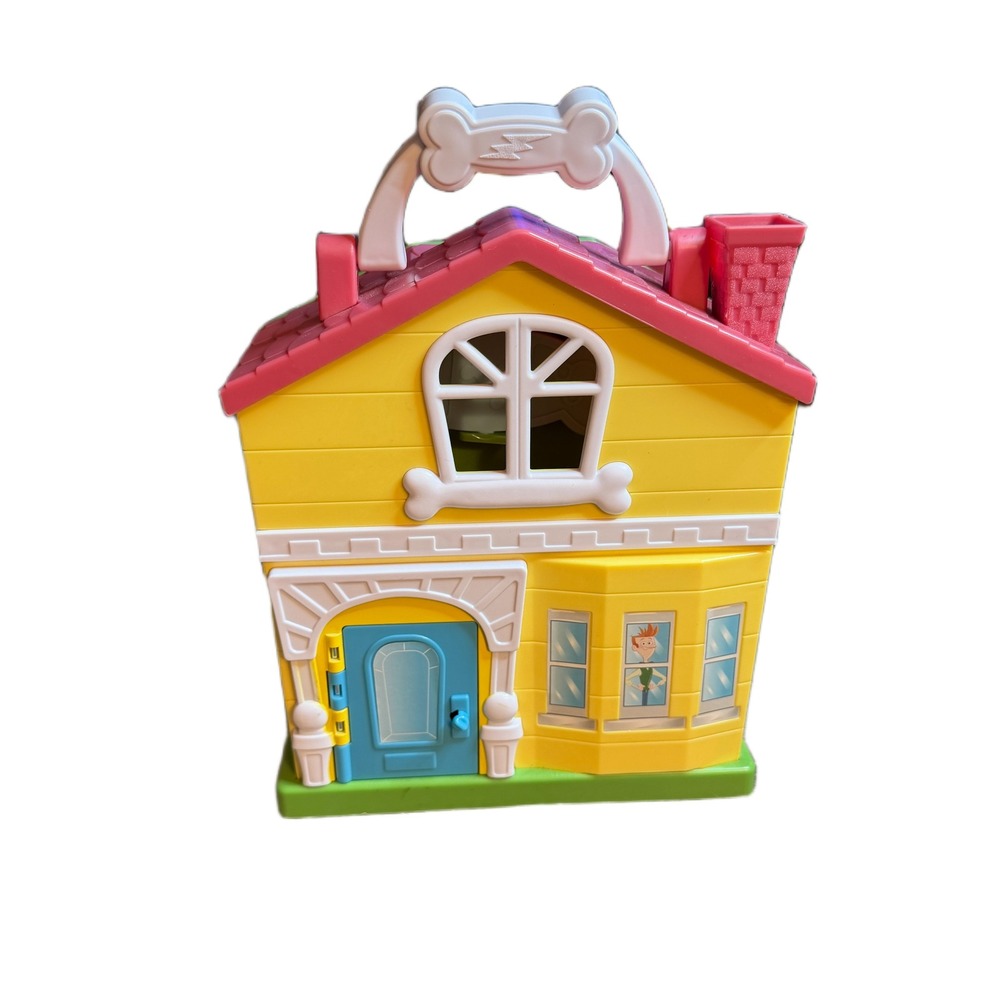 Disney Junior Puppy Dog Pals Doghouse Playset Yellow Pink Fold Out Toy House